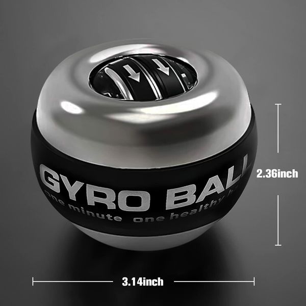 Wrist Trainer Ball Auto-Start Wrist Strengthener Gyroscopic Forearm Exerciser Gyro Ball for Strengthen Arms,Fingers,Wrist Bones and Muscles (Silver Metal)