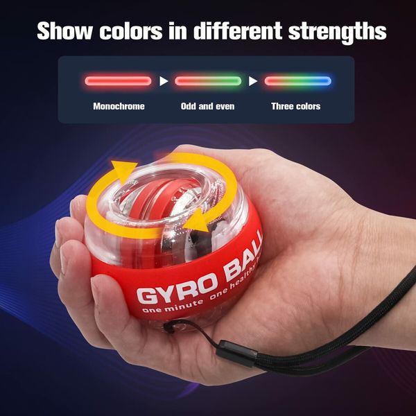 Wrist Trainer Ball Auto-Start Wrist Strengthener Gyroscopic Forearm Exerciser Gyro Ball for Strengthen Arms,Fingers,Wrist Bones and Muscles (Red)