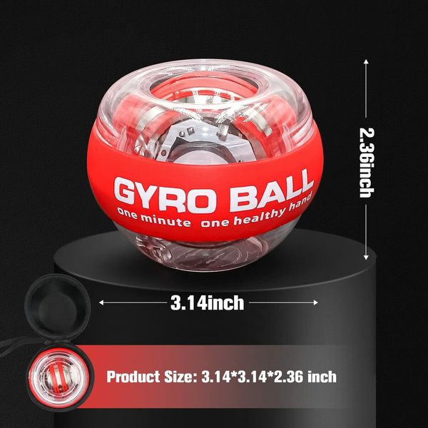 Wrist Trainer Ball Auto-Start Wrist Strengthener Gyroscopic Forearm Exerciser Gyro Ball for Strengthen Arms,Fingers,Wrist Bones and Muscles (Red)