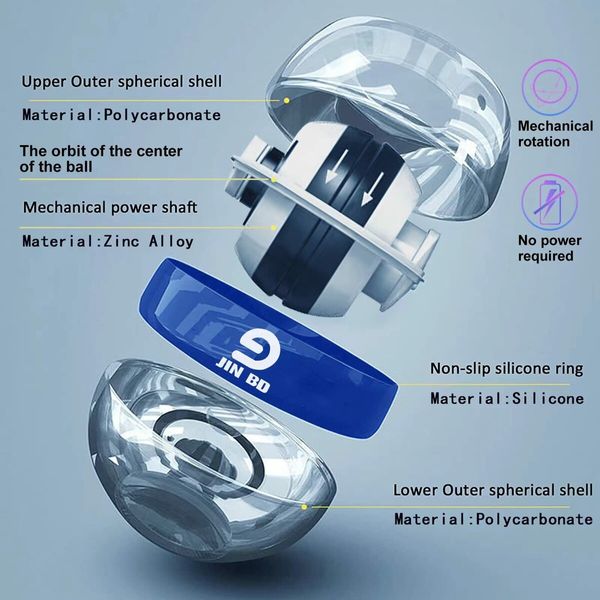 Wrist Trainer Ball Auto-Start Wrist Strengthener Gyroscopic Forearm Exerciser Gyro Ball for Strengthen Arms,Fingers,Wrist Bones and Muscles (Blue)