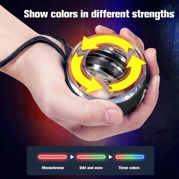 Wrist Trainer Ball Auto-Start Wrist Strengthener Gyroscopic Forearm Exerciser Gyro Ball for Strengthen Arms,Fingers,Wrist Bones and Muscles (Black)