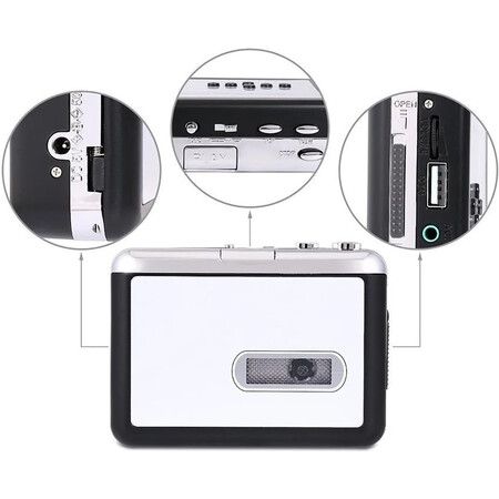 Cassette Tape Player Record to MP3 Digital Converter,USB Cassette Capture,Save to USB Flash Drive Directly,Personal Walkman