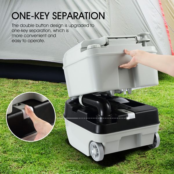 Portable Toilet Seat 24L Camping Porta Potty Movable Bathroom Commode Mobile Travel Outdoor WC with Drawstring Wheels