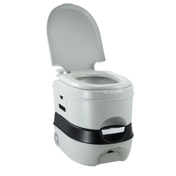 Portable Toilet Seat 24L Camping Porta Potty Movable Bathroom Commode Mobile Travel Outdoor WC with Drawstring Wheels