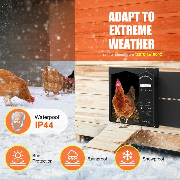 Solar Automatic Chicken Coop Door Auto Hen House Pen Run Poultry Cage Gate Opener Closer Timer Light Sensor LCD Aluminum