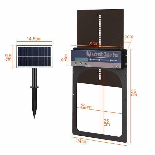 Auto Chicken Coop Door Solar Powered Cage Opener Closer Kit Automatic Safe Timer Light Sensor Hen House Poultry Pen Run