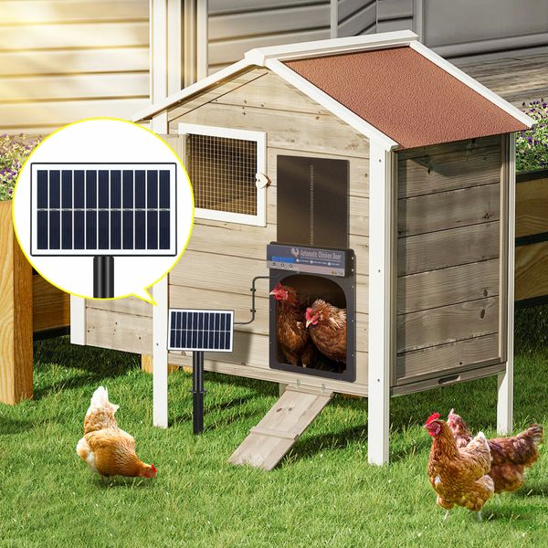 Auto Chicken Coop Door Solar Powered Cage Opener Closer Kit Automatic Safe Timer Light Sensor Hen House Poultry Pen Run