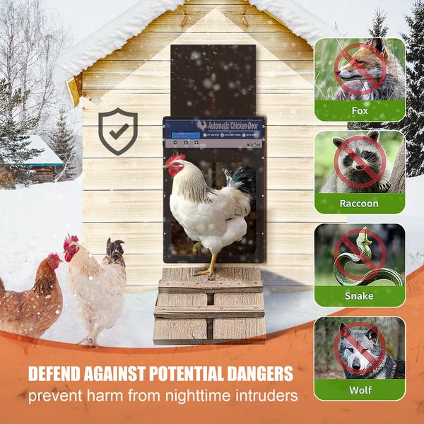 Auto Chicken Coop Door Solar Powered Cage Opener Closer Kit Automatic Safe Timer Light Sensor Hen House Poultry Pen Run