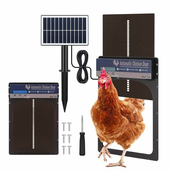 Auto Chicken Coop Door Solar Powered Cage Opener Closer Kit Automatic Safe Timer Light Sensor Hen House Poultry Pen Run