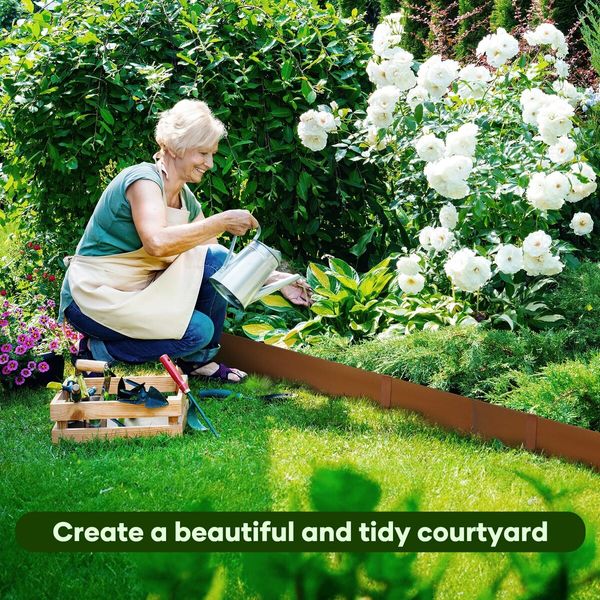 6pcs Garden Edging Set 6mx20cm Lawn Landscape Border Flower Plant Grass Bed DIY Flexible CorTen Steel Path Driveway Fence