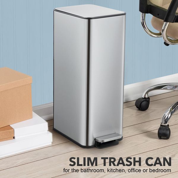 Small Rubbish Pedal Bin Garbage Can Recycling Trashcan Waste Recycling Stepbin Stainless Steel Soft Close Kitchen House 20L