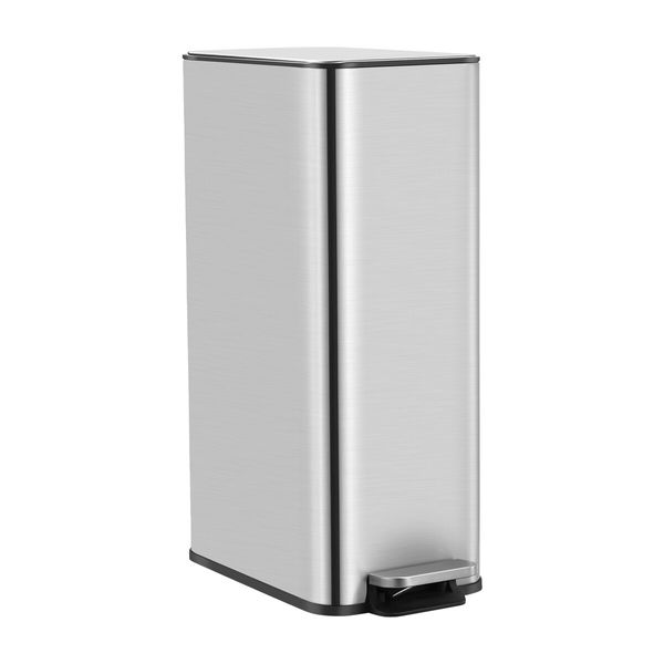 Small Rubbish Pedal Bin Garbage Can Recycling Trashcan Waste Recycling Stepbin Stainless Steel Soft Close Kitchen House 20L