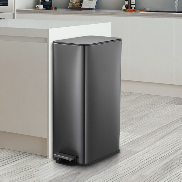 20L Small Trash Can Rubbish Bin Pedal Step Waste Recycling Garbage Stainless Steel Slim Trashcan Bathroom Kitchen Office