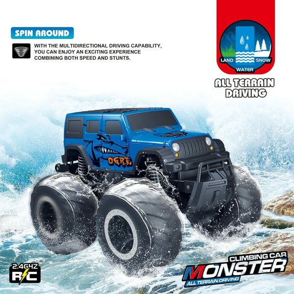 1:16 RC Pick-up Car Truck Toys Remote Control Cars Body Waterproofing Suitable for All Terrain 4WD Off-Road Car Gifts Presents for Boys/Girls Ages 3+ (Blue)