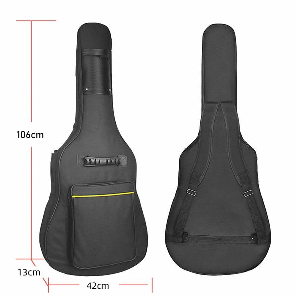 Guitar Bag Gig Case Electric Acoustic Instrument Storage Waterproof Two Pockets Adjustable Backpack Straps Handle Loops