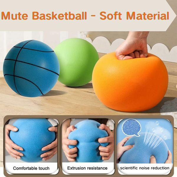 Size 7 Silent Basketball High-Density Soft Foam and Low Noise Indoor Training Ball Easy Grip Highly Elastic Practice Ball 29.5Inch