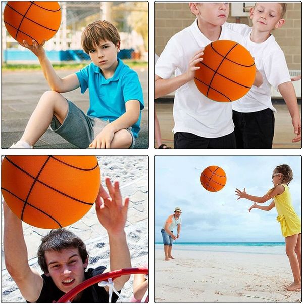 Size 7 Silent Basketball High-Density Soft Foam and Low Noise Indoor Training Ball Easy Grip Highly Elastic Practice Ball 29.5Inch