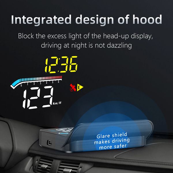 Car GPS Digital Speedometer Projector HUD Head Up Display Auto OBD2 GPS Dual System for Car Glass Security Water temp Alarm