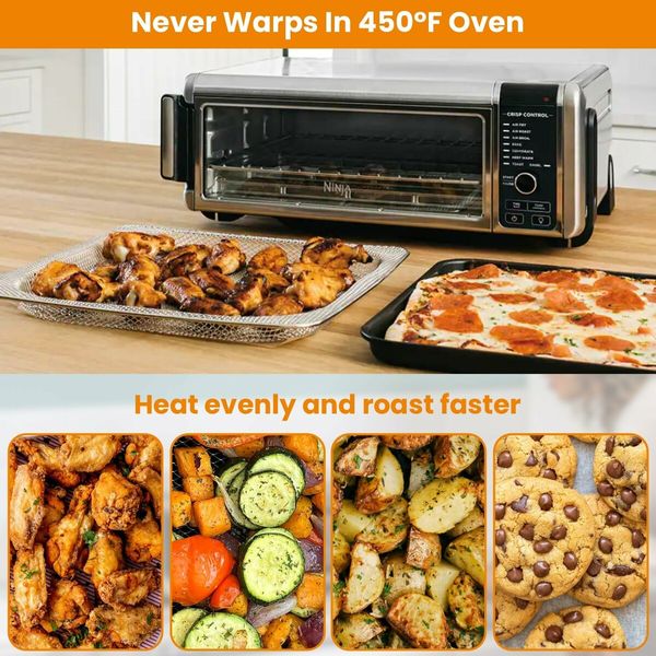 Foodi Replacement Tray for Ninja, Original Replacement Baking Trays for NINJA SP100 SP101 Foodi Digital Air Fryer Oven, Mesh Basket, Ideal Accessories for Air Frying and Dehydrating (For SP100 Series)