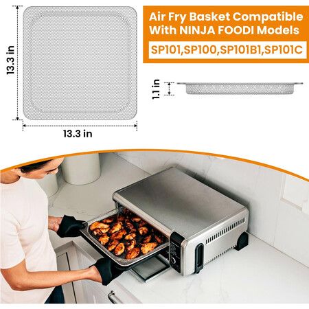 Foodi Replacement Tray for Ninja, Original Replacement Baking Trays for NINJA SP100 SP101 Foodi Digital Air Fryer Oven, Mesh Basket, Ideal Accessories for Air Frying and Dehydrating (For SP100 Series)