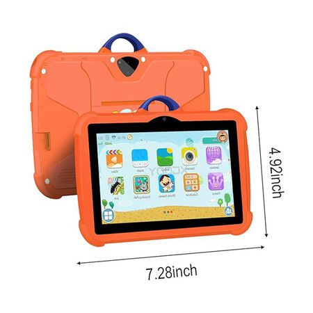 7 Inch Kids Tablet for Kids, 8GB Toddler Tablet, Android Learning Tablet with WiFi YouTube, Safety Eye Protection Screen, Tablet with Protective Case (Orange)