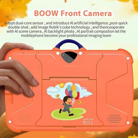 7 Inch Kids Tablet for Kids, 8GB Toddler Tablet, Android Learning Tablet with WiFi YouTube, Safety Eye Protection Screen, Tablet with Protective Case (Orange)