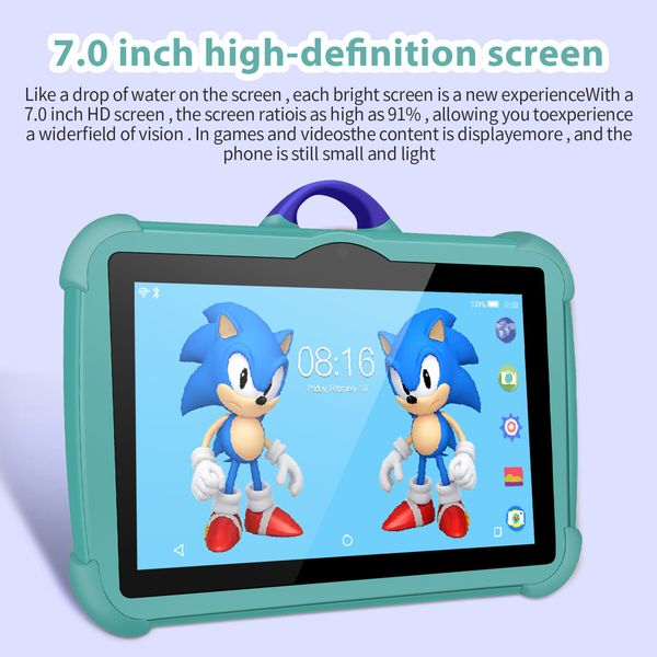 7 Inch Kids Tablet for Kids, 8GB Toddler Tablet, Android Learning Tablet with WiFi YouTube, Safety Eye Protection Screen, Tablet with Protective Case (Blue)