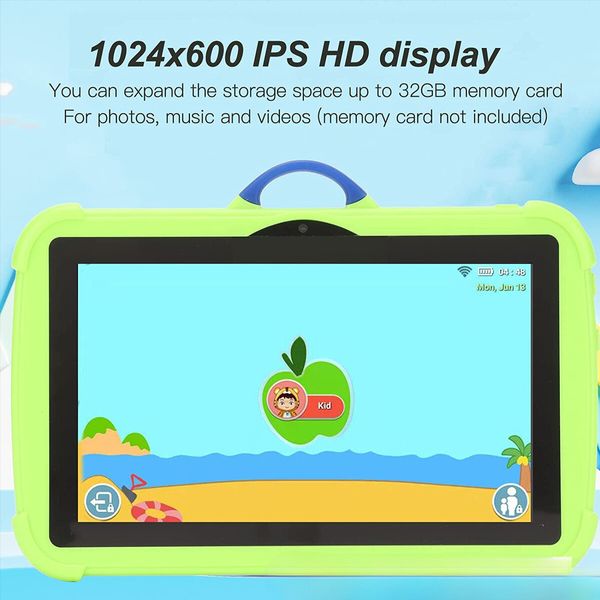 7 Inch Kids Tablet for Kids, 8GB Toddler Tablet, Android Learning Tablet with WiFi YouTube, Safety Eye Protection Screen, Tablet with Protective Case (Green)