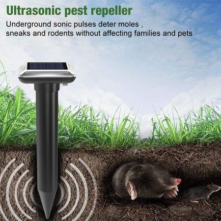 2Pcs Solar Rat Repellent for Lawn Garden Outdoor Ultrasonic Pest Repeller Lizard Repellent Snake Repellent Mole Gopher Snakes Vole