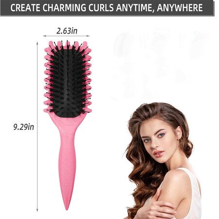 Curl Defining Brush, Curly Hair Brush Boar Bristle Hair Brush Styling Brush for Detangling, Rose