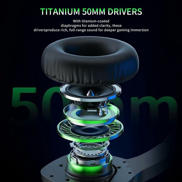 Gaming Headphones Wireless Microphone for PC PS4 PS5 Playstation 4 5 Bluetooth Laptop Black Green Audio Comfort Esports Gear