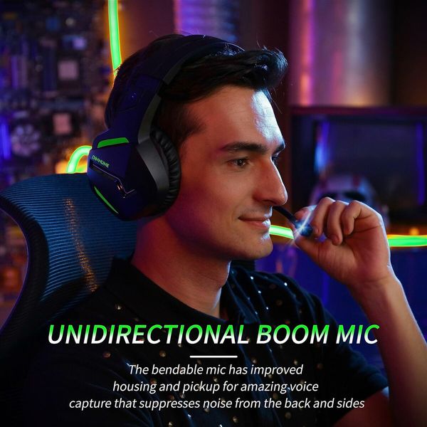 Gaming Headphones Wireless Microphone for PC PS4 PS5 Playstation 4 5 Bluetooth Laptop Black Green Audio Comfort Esports Gear