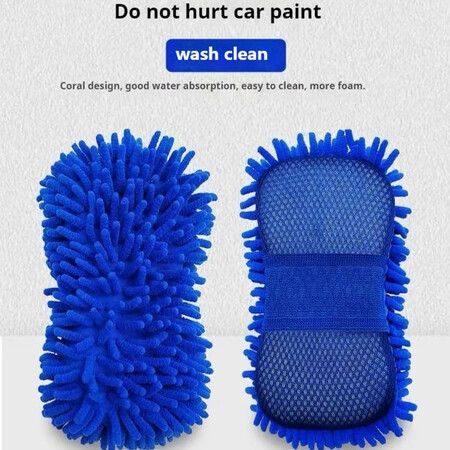 2 Pack Car Wash Sponge,Texture Two Sided Lint and Scratch-Free Ultra Absorbent Cleaning Glove Sponges Washing Tools for Motor Kicthen (Purple)