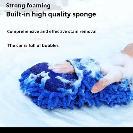 2 Pack Car Wash Sponge,Texture Two Sided Lint and Scratch-Free Ultra Absorbent Cleaning Glove Sponges Washing Tools for Motor Kicthen (Blue)