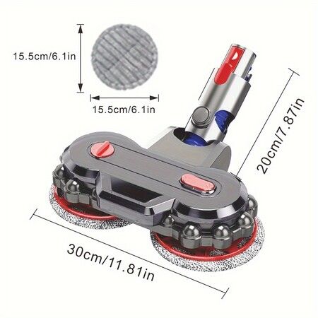 Replacement Electric Mop Head Vacuum Cleaner Attachments Compatible With Dyson V7/V8/V10/V11/V15 With Water Tank,6 Mop Cloth,1 Switch lock