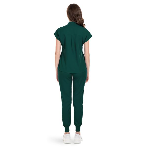 Scrubs Set for Women Nurse Uniform Jogger Suit Stretch Top & Pants with Multi Pocket for Nurse Esthetician Workwear (Green,Size:XX-Large)