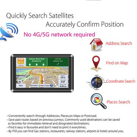 5 inch GPS Navigation for RV Car, Universal 5 Inch Touch Screen Car Navigator GPS Navigation DDR256M 8G MP3 FM