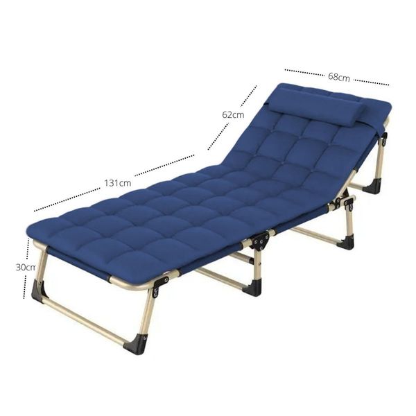 KILIROO Adjustable Portable Folding Bed with Mattress and Headrest (Blue) KR-FBM-101-KX