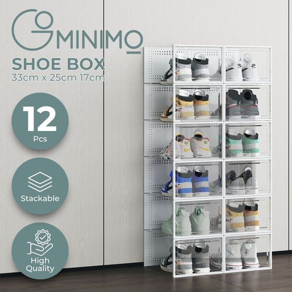 GOMINIMO Plastic Shoe Box 12 PCS Large Size (White) GO-SB-111-TD