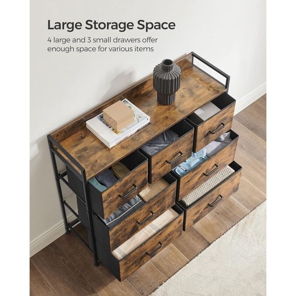 SONGMICS Dresser for Bedroom Chest of Drawers Rustic Brown and Black LTS137B01