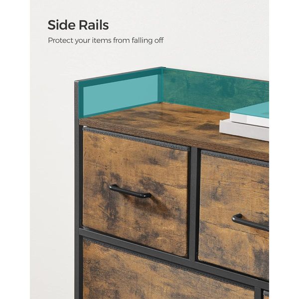 SONGMICS Dresser for Bedroom Chest of Drawers Rustic Brown and Black LTS137B01