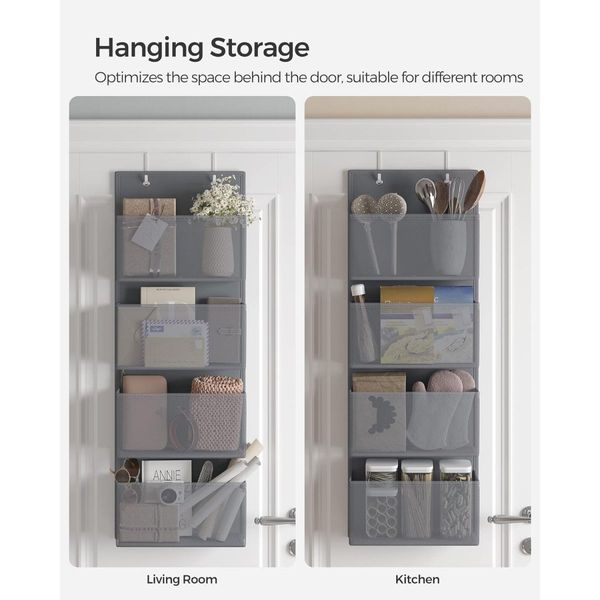 SONGMICS Hanging Closet Organizers and Storage with 4 Compartments Gray RDH04G