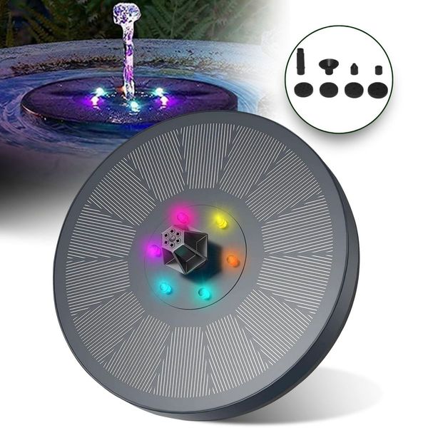 NOVEDEN Solar Fountain Water Pump for Bird Bath with RGB Color LED Lights (Black) NE-SPWF-102-SY