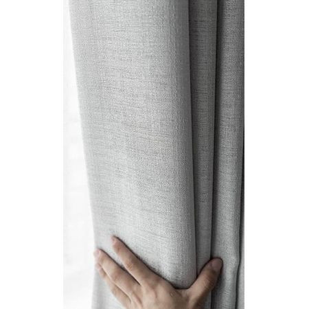 GOMINIMO Natural Linen Blended Curtains (Set of 2, W132cm x D274cm, Light Grey) GO-CNB-109-MM