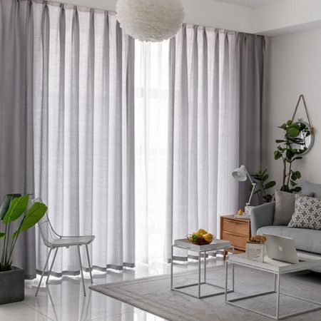 GOMINIMO Natural Linen Blended Curtains (Set of 2, W132cm x D274cm, Light Grey) GO-CNB-109-MM