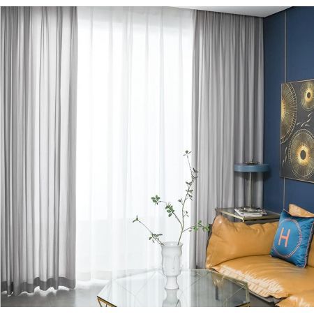 GOMINIMO Natural Linen Blended Curtains (Set of 2, W132cm x D274cm, Light Grey) GO-CNB-109-MM