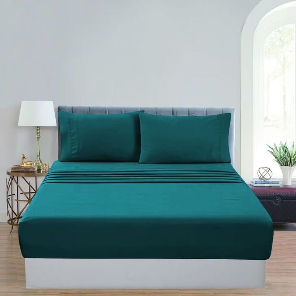 GOMINIMO 4 Pcs Bed Sheet Set 1000 Thread Count Ultra Soft Microfiber - King (Teal) GO-BS-120-XS