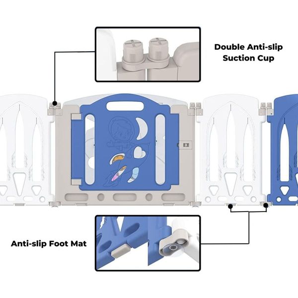 GOMINIMO Foldable Baby Playpen with 22 Panels (White Blue) GO-BP-103-TF