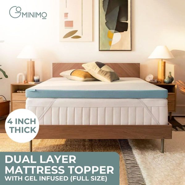 GOMINIMO Dual Layer Mattress Topper 4 inch with Gel Infused (Full) GO-MTP-109