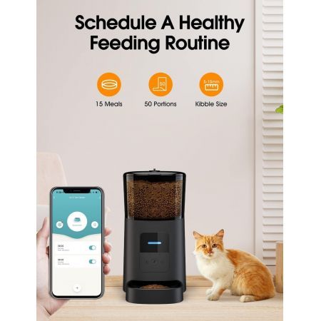 FLOOFI WiFi 6L Automatic Pet Feeder (Black) FI-FD-120-CX